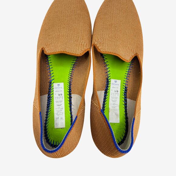 Rothy’s The Loafer Camel Brown Knit Flats Size 8 Sustainable Slip On Shoes - Picture 2 of 11
